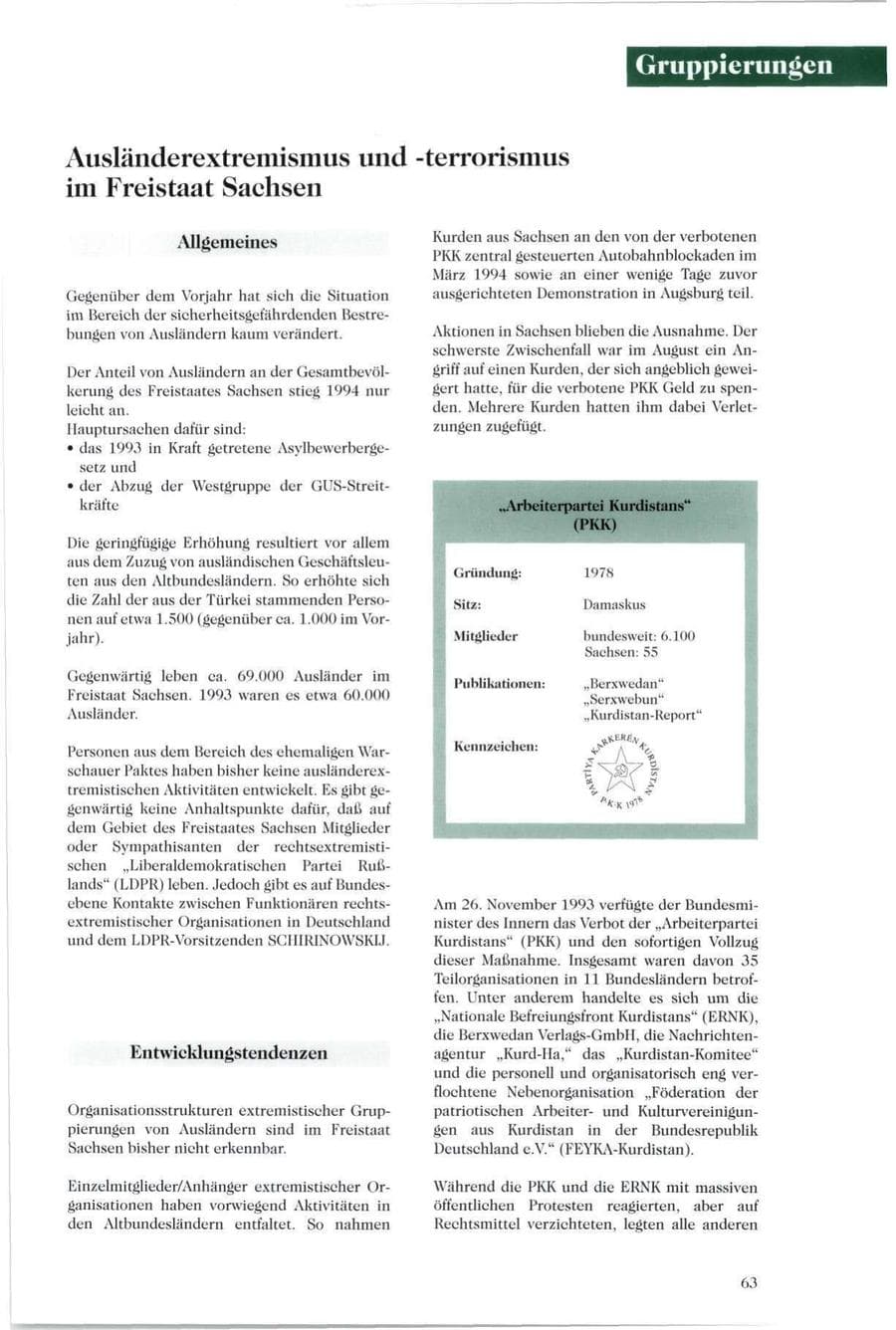 Seite 62 des Verfassungsschutzbericht 1994 Sachsen