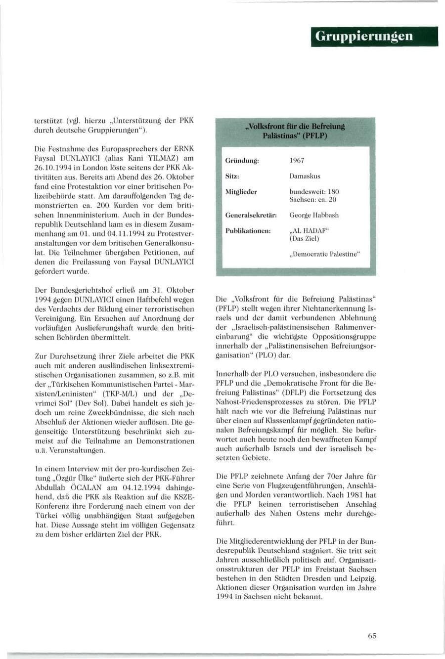 Seite 64 des Verfassungsschutzbericht 1994 Sachsen