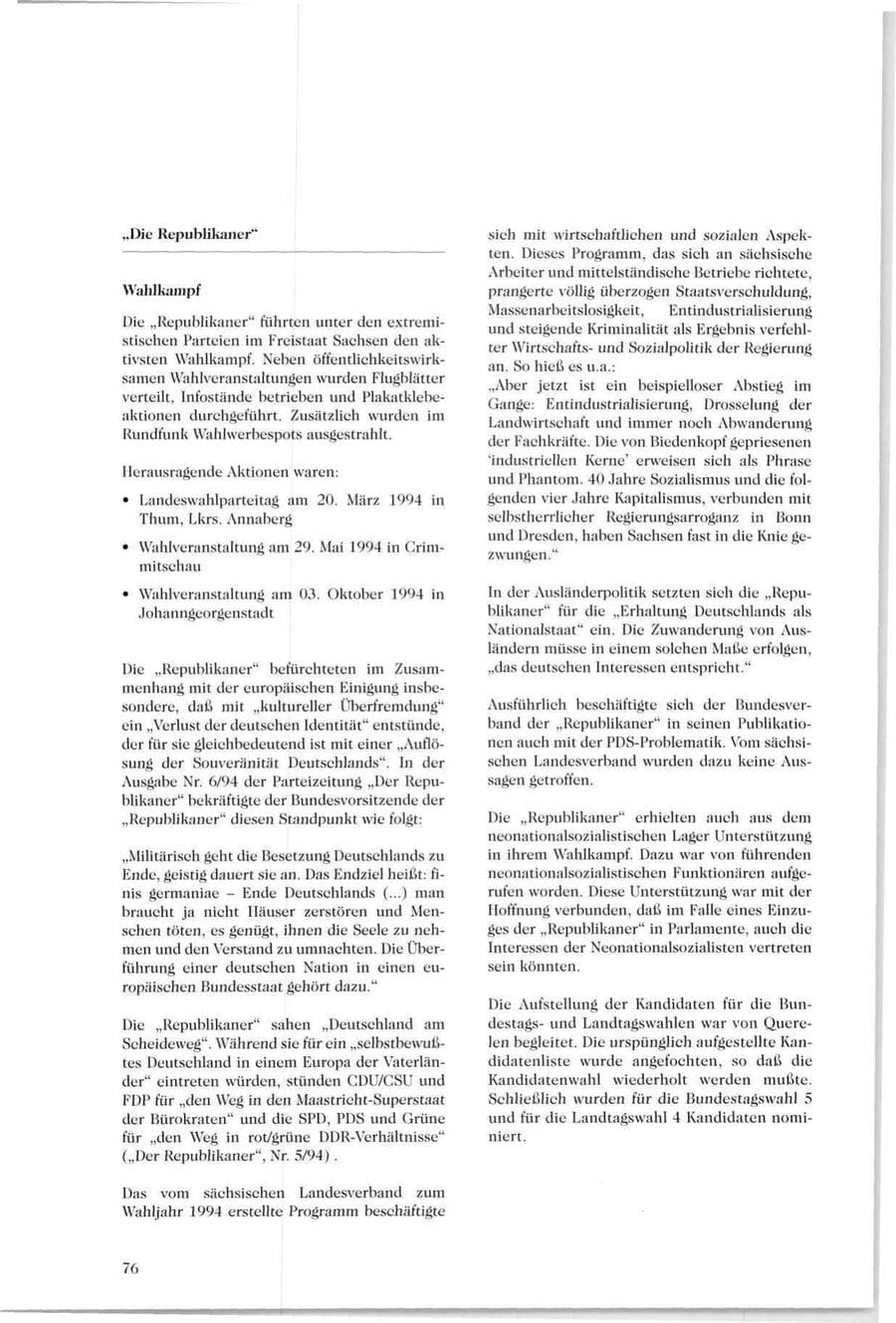 Seite 75 des Verfassungsschutzbericht 1994 Sachsen
