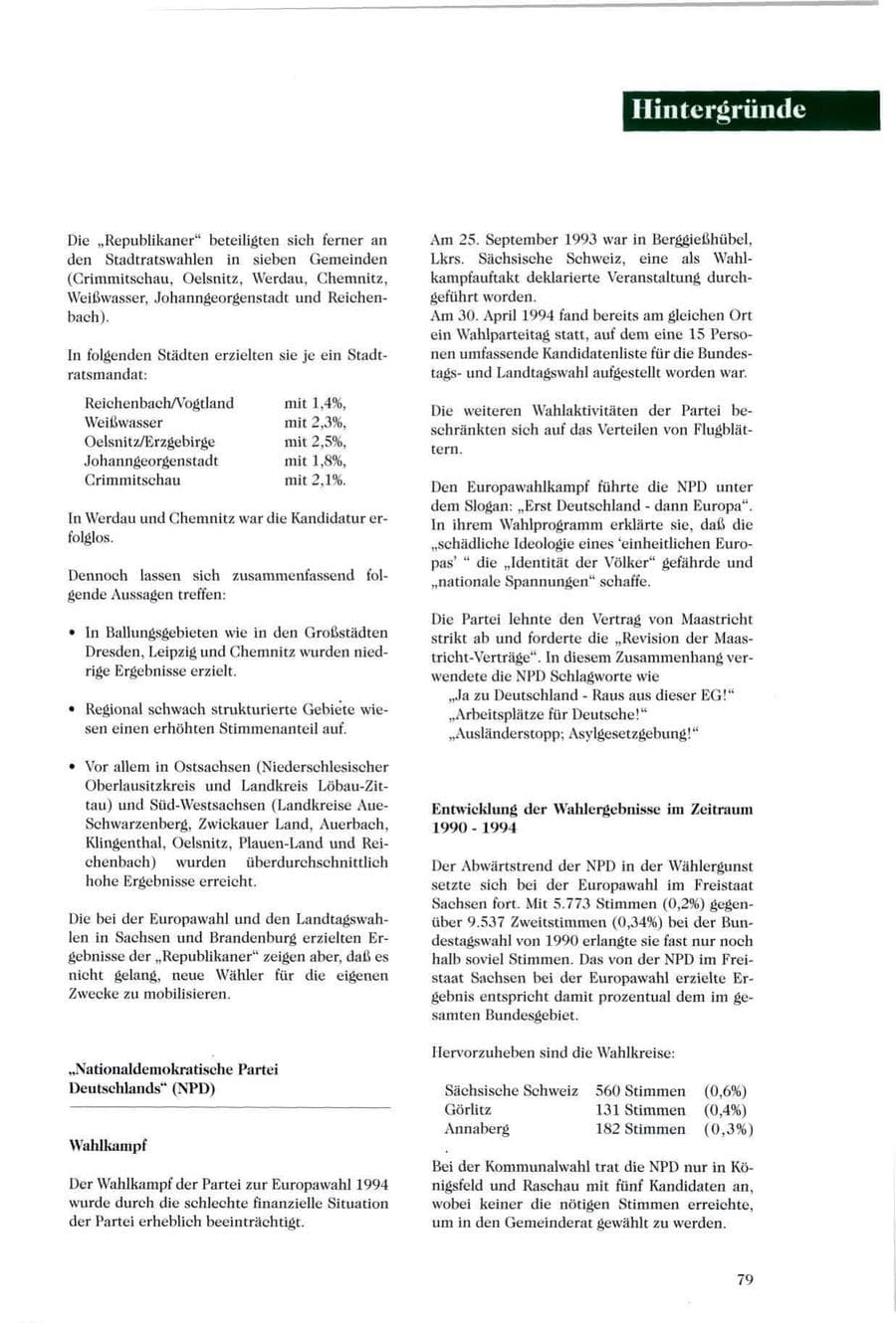 Seite 78 des Verfassungsschutzbericht 1994 Sachsen