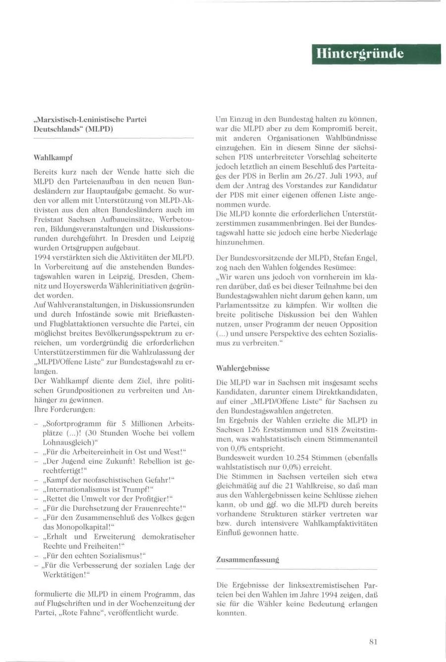 Seite 80 des Verfassungsschutzbericht 1994 Sachsen