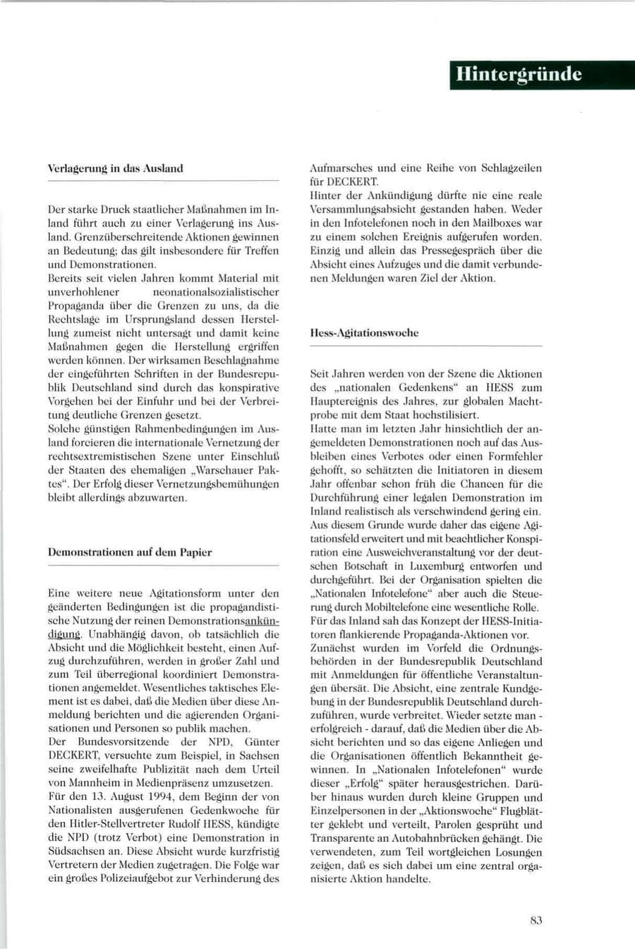 Seite 82 des Verfassungsschutzbericht 1994 Sachsen