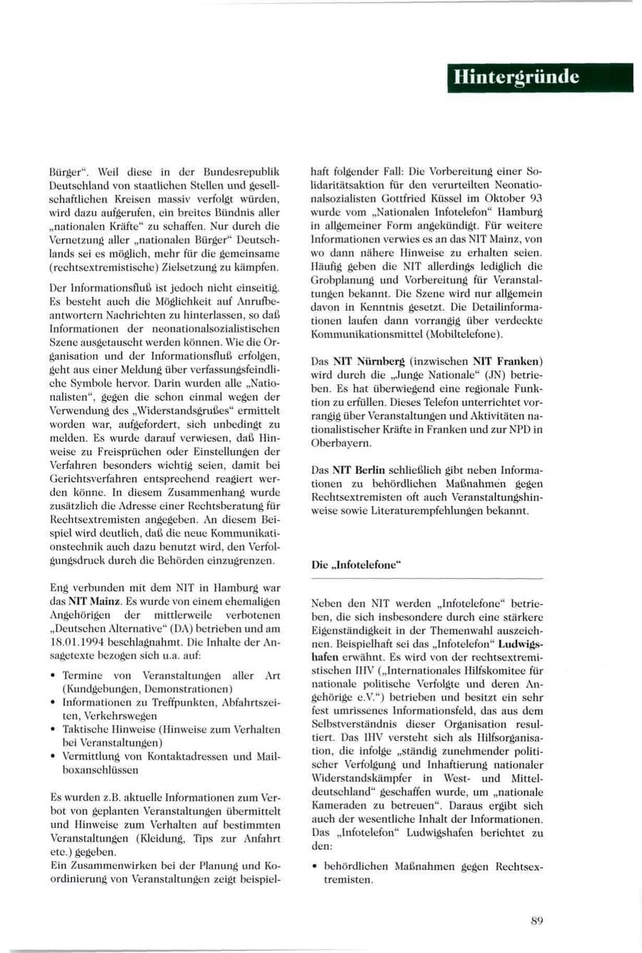 Seite 86 des Verfassungsschutzbericht 1994 Sachsen
