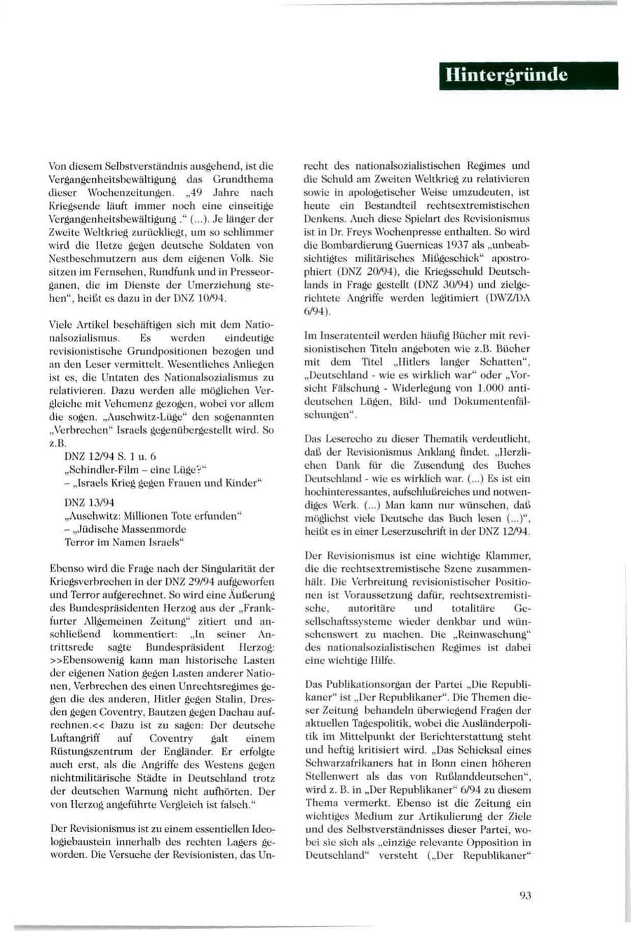 Seite 90 des Verfassungsschutzbericht 1994 Sachsen