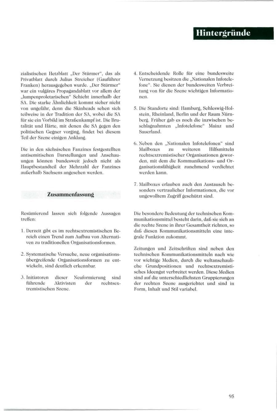 Seite 92 des Verfassungsschutzbericht 1994 Sachsen