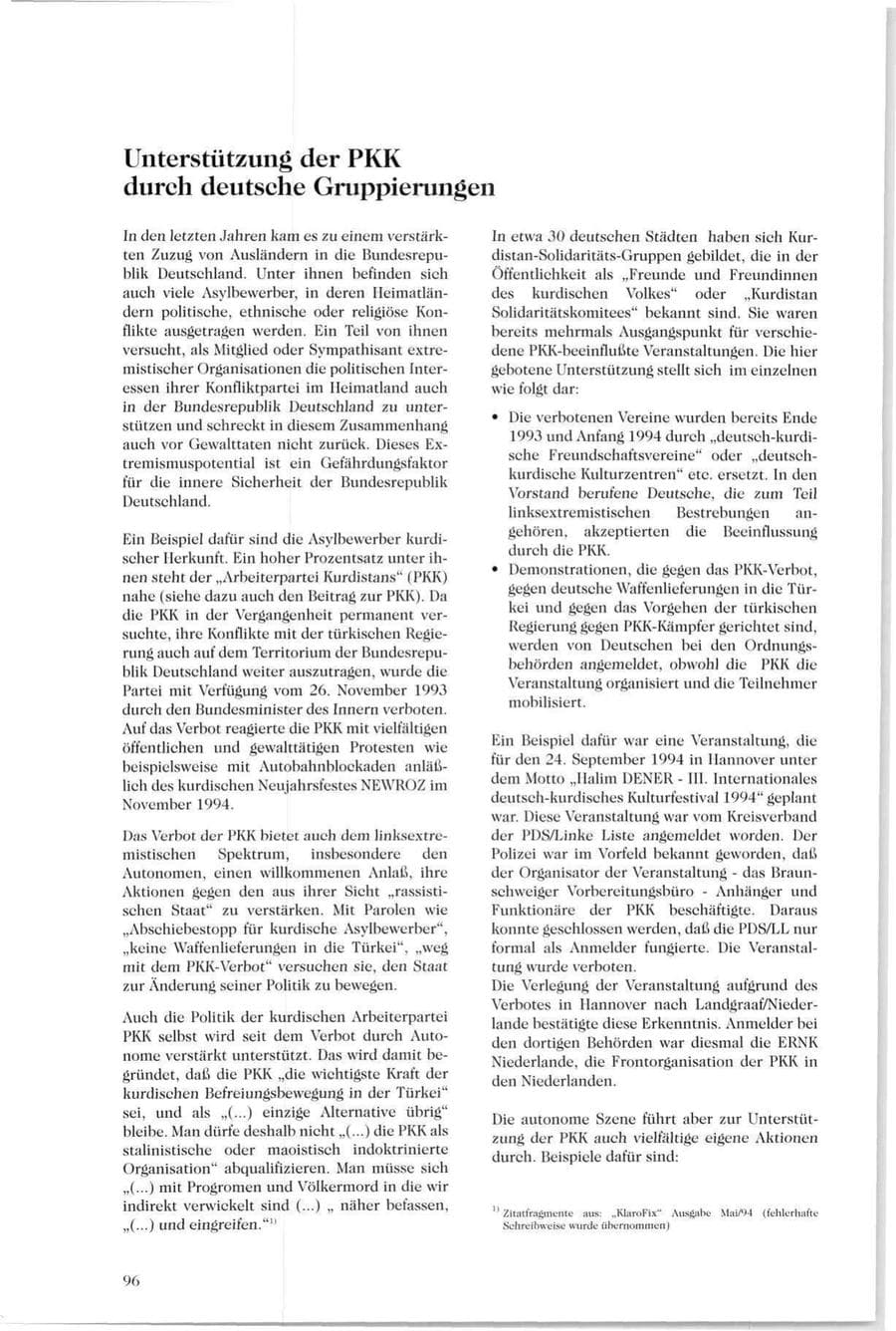 Seite 93 des Verfassungsschutzbericht 1994 Sachsen