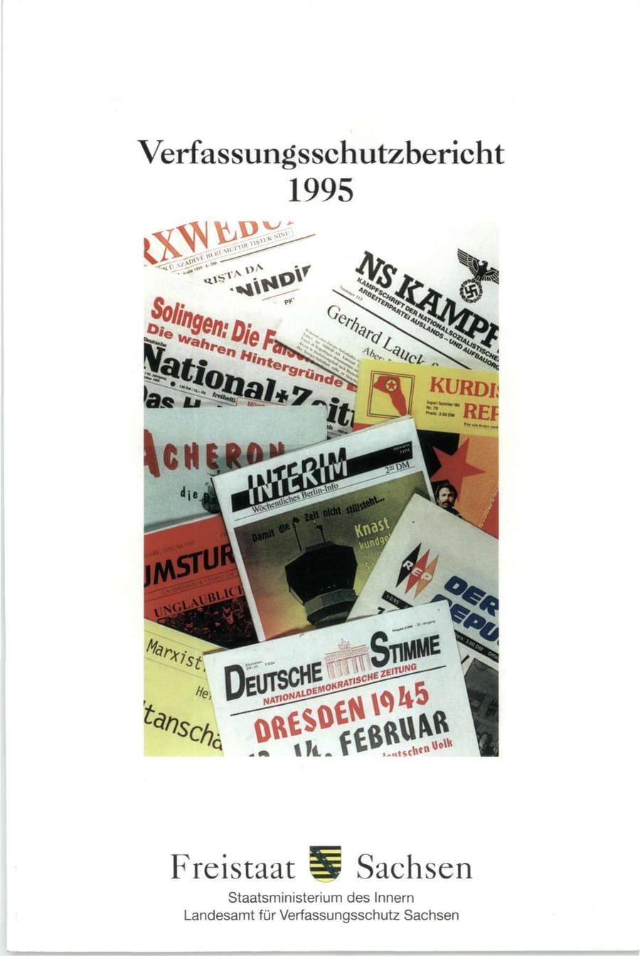 Seite 1 des Verfassungsschutzbericht 1995 Sachsen
