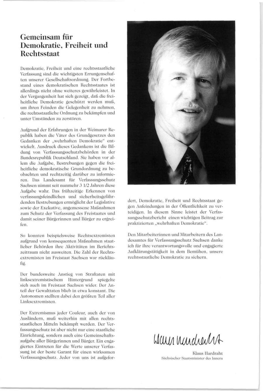 Seite 2 des Verfassungsschutzbericht 1995 Sachsen