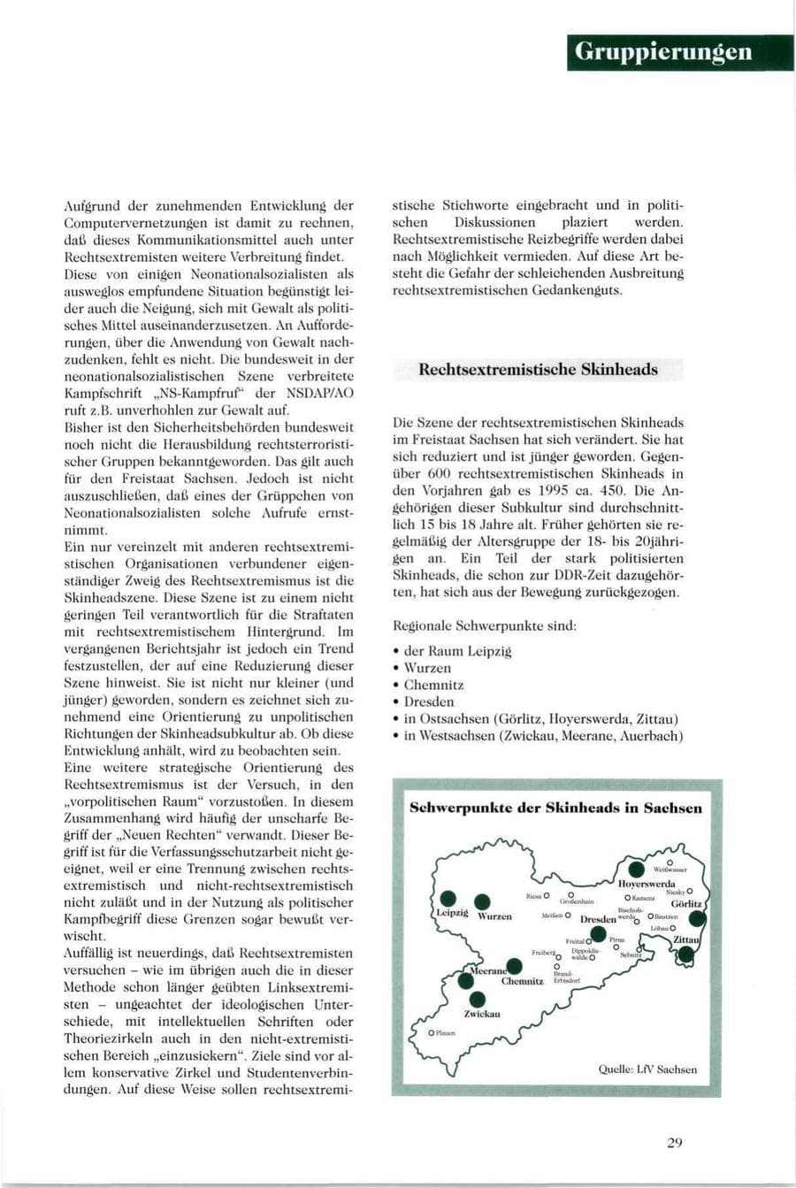 Seite 30 des Verfassungsschutzbericht 1995 Sachsen