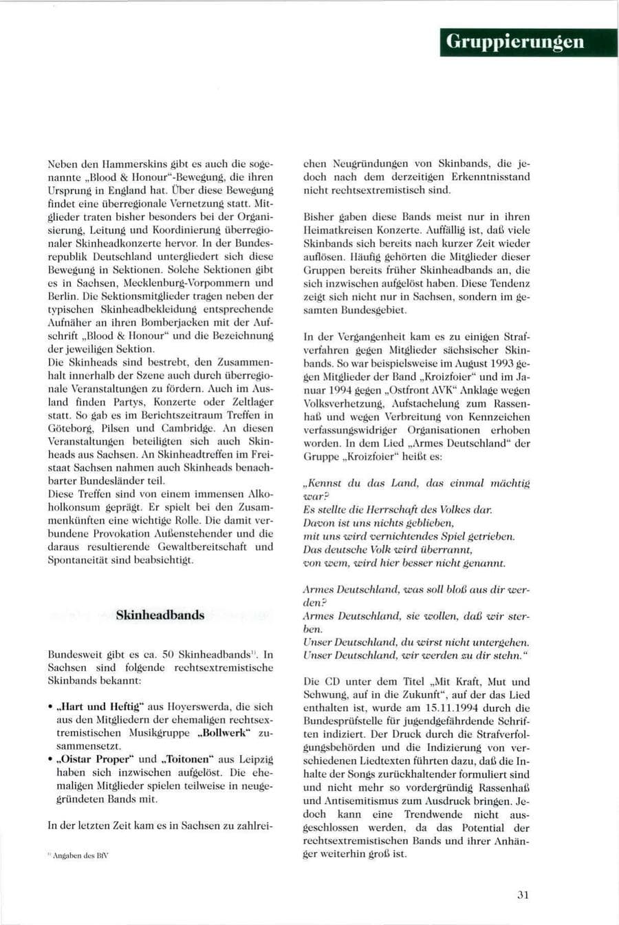 Seite 32 des Verfassungsschutzbericht 1995 Sachsen