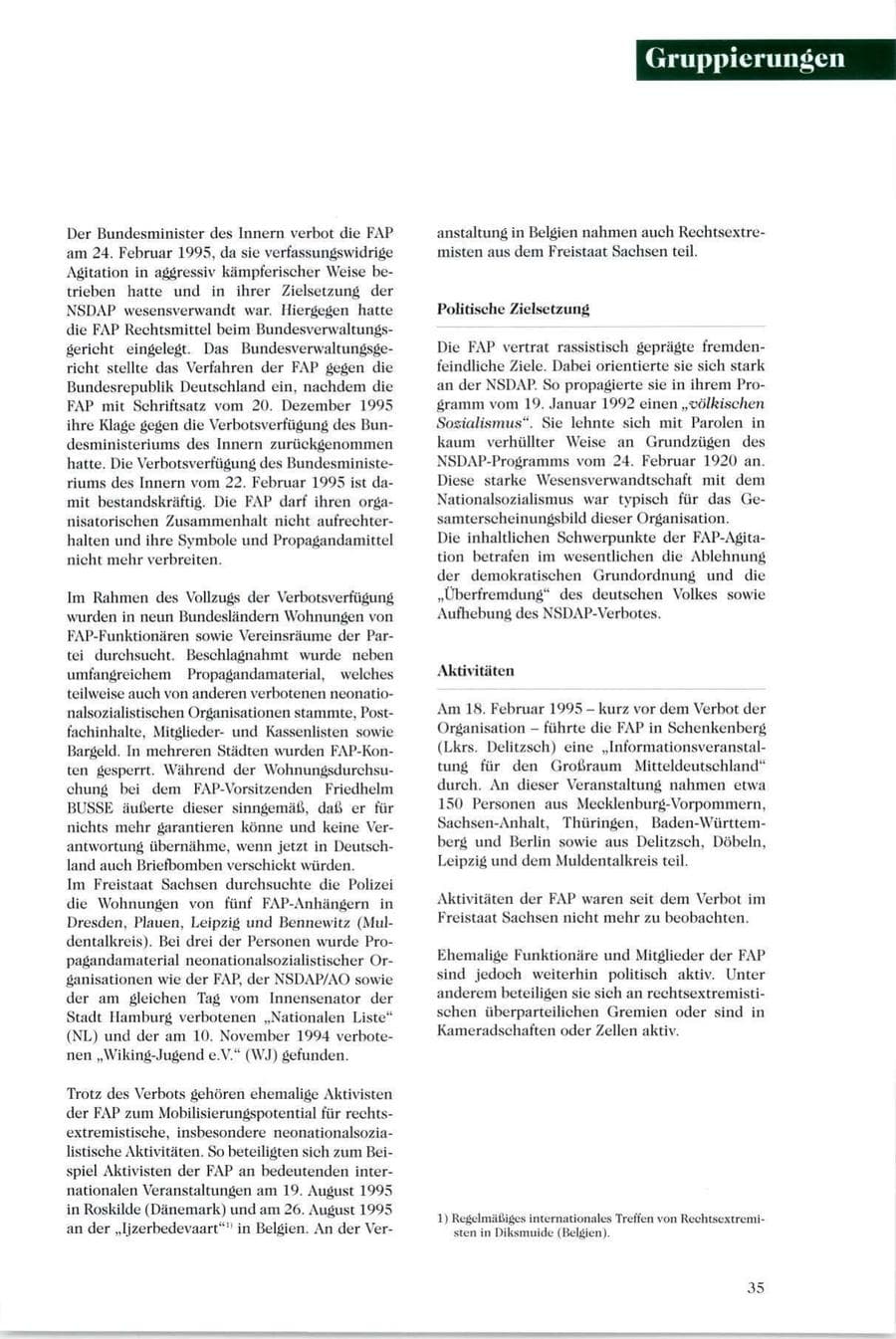 Seite 36 des Verfassungsschutzbericht 1995 Sachsen