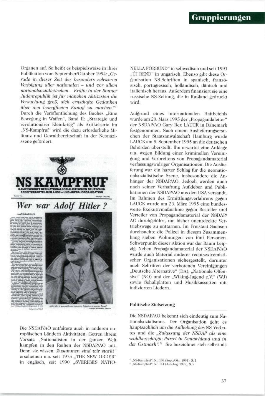 Seite 38 des Verfassungsschutzbericht 1995 Sachsen