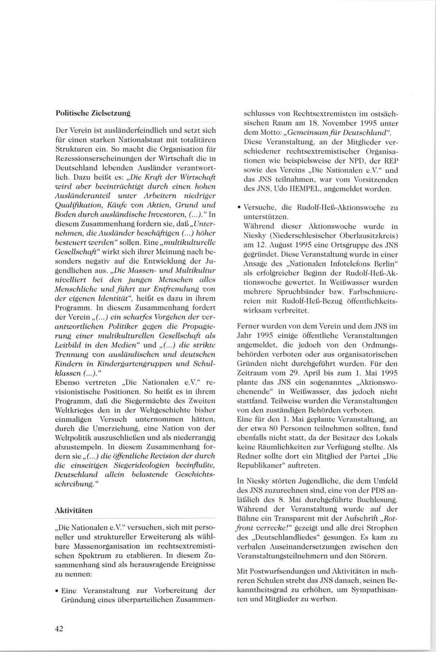 Seite 43 des Verfassungsschutzbericht 1995 Sachsen