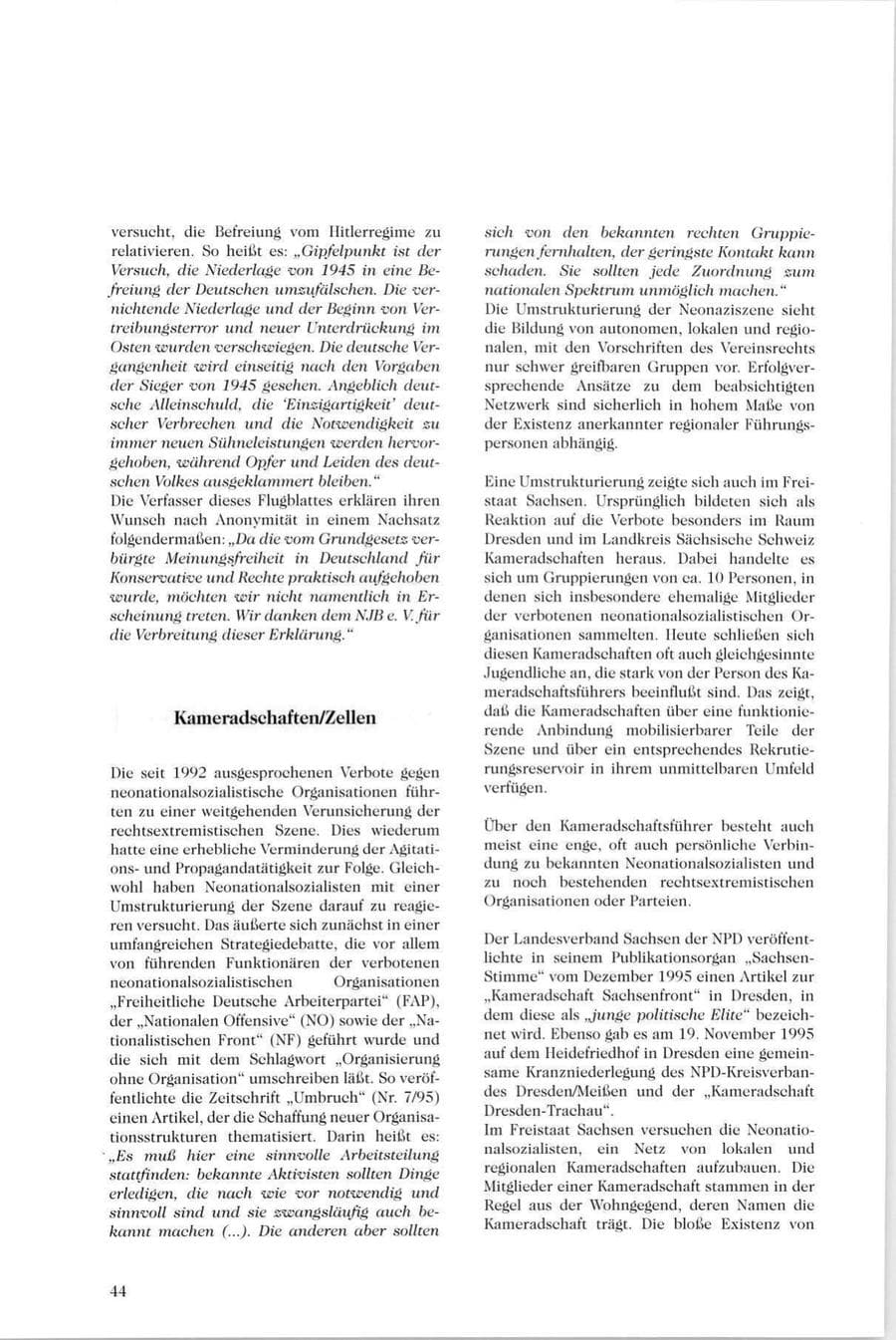Seite 45 des Verfassungsschutzbericht 1995 Sachsen