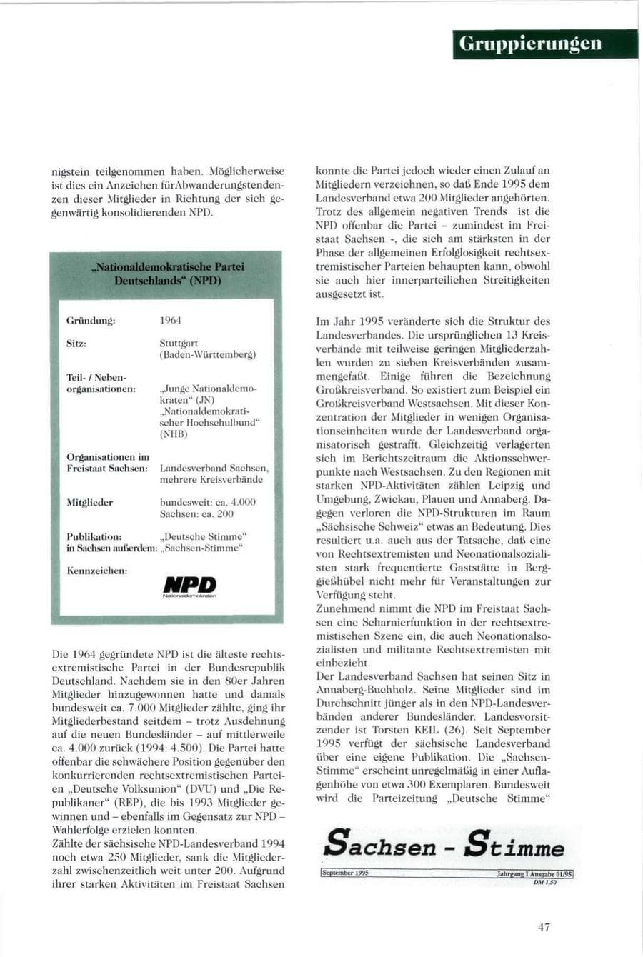 Seite 48 des Verfassungsschutzbericht 1995 Sachsen