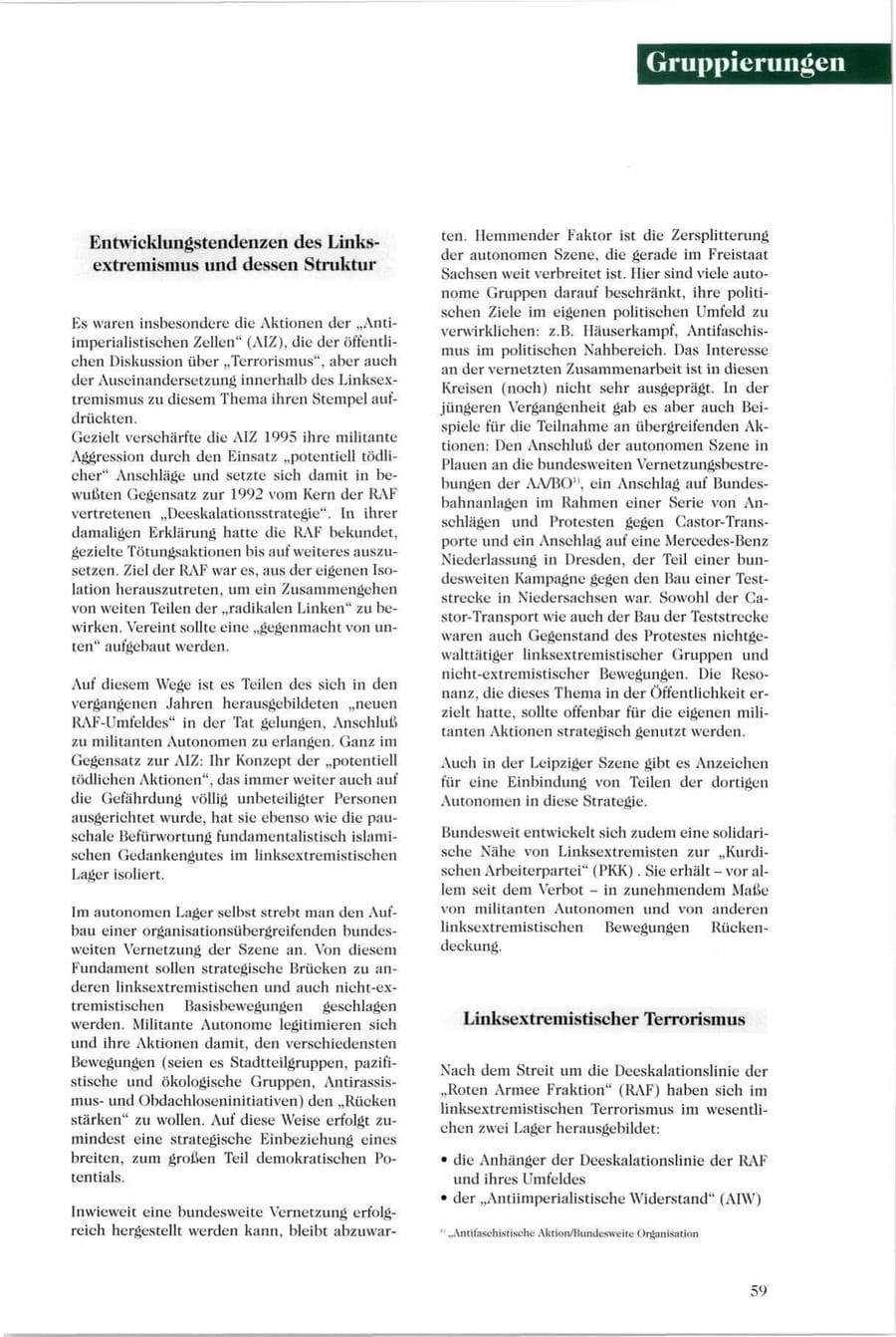 Seite 60 des Verfassungsschutzbericht 1995 Sachsen
