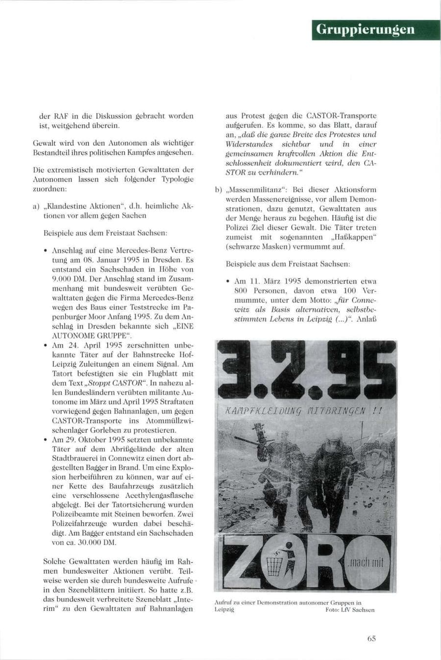 Seite 66 des Verfassungsschutzbericht 1995 Sachsen