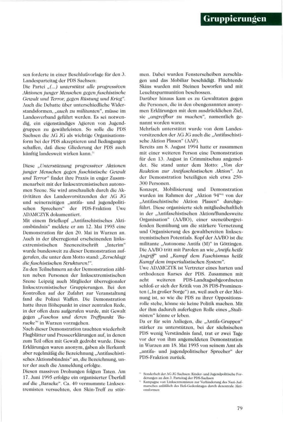 Seite 80 des Verfassungsschutzbericht 1995 Sachsen