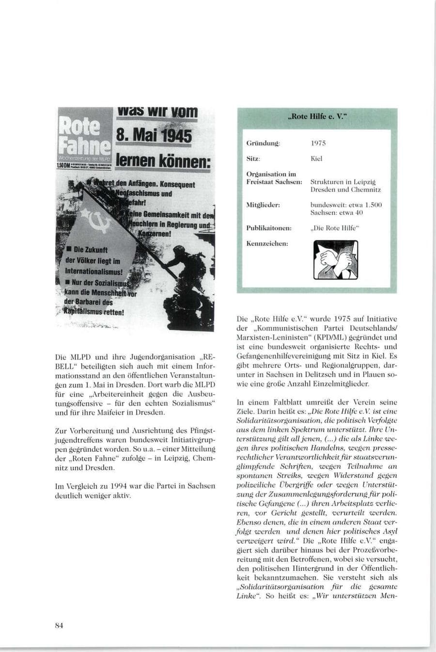 Seite 85 des Verfassungsschutzbericht 1995 Sachsen