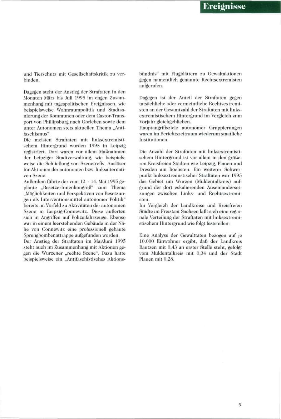 Seite 10 des Verfassungsschutzbericht 1995 Sachsen