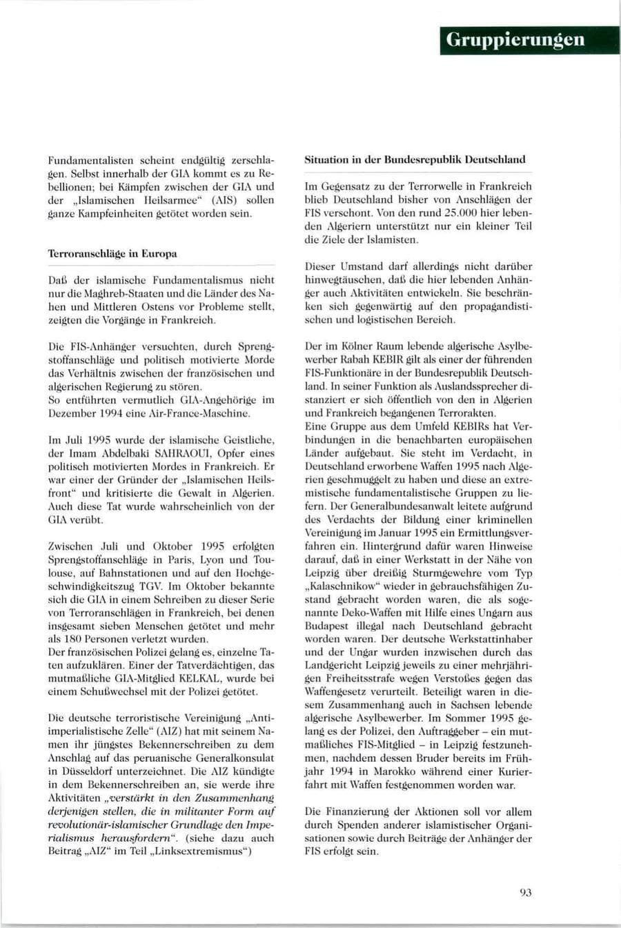 Seite 94 des Verfassungsschutzbericht 1995 Sachsen
