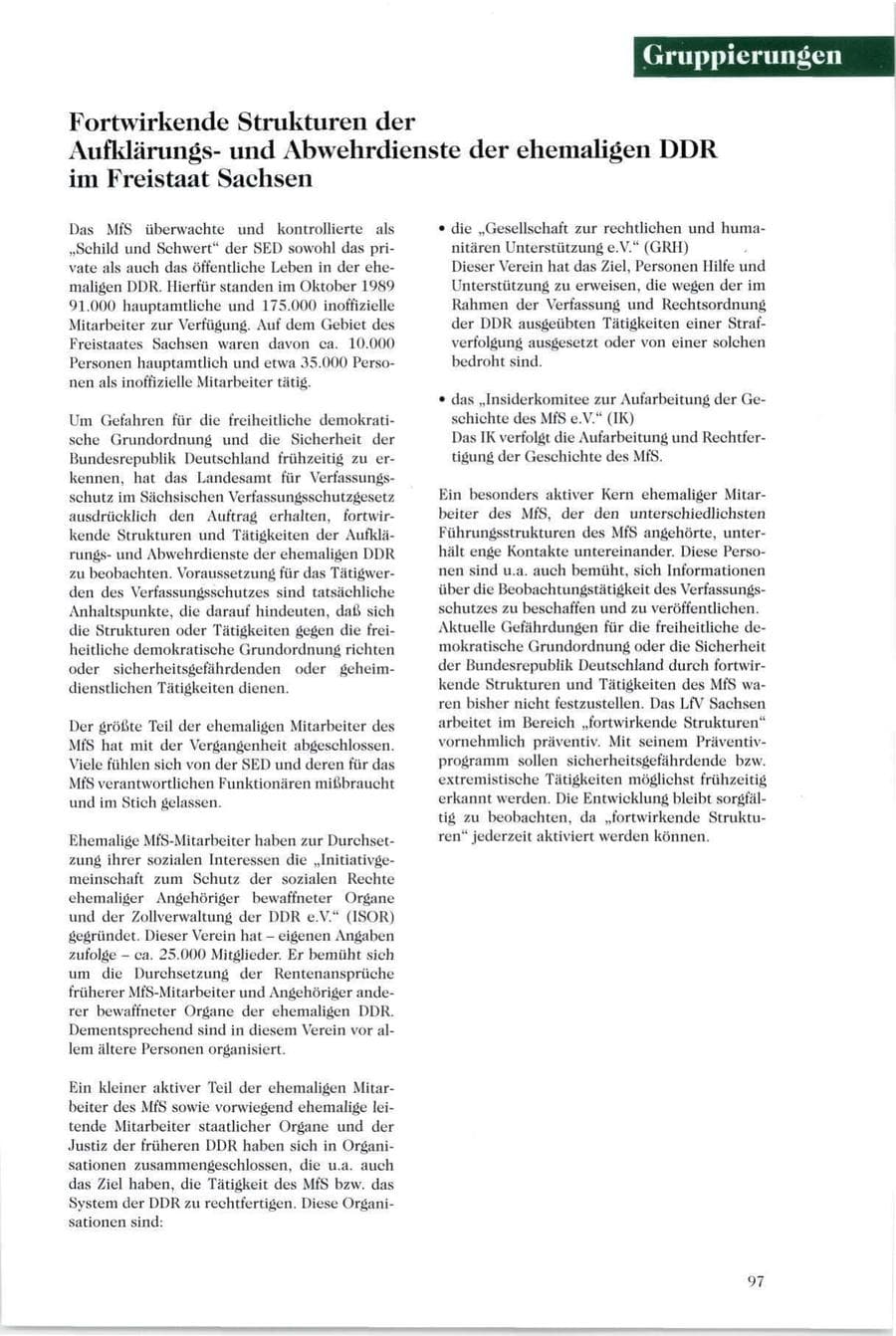 Seite 98 des Verfassungsschutzbericht 1995 Sachsen
