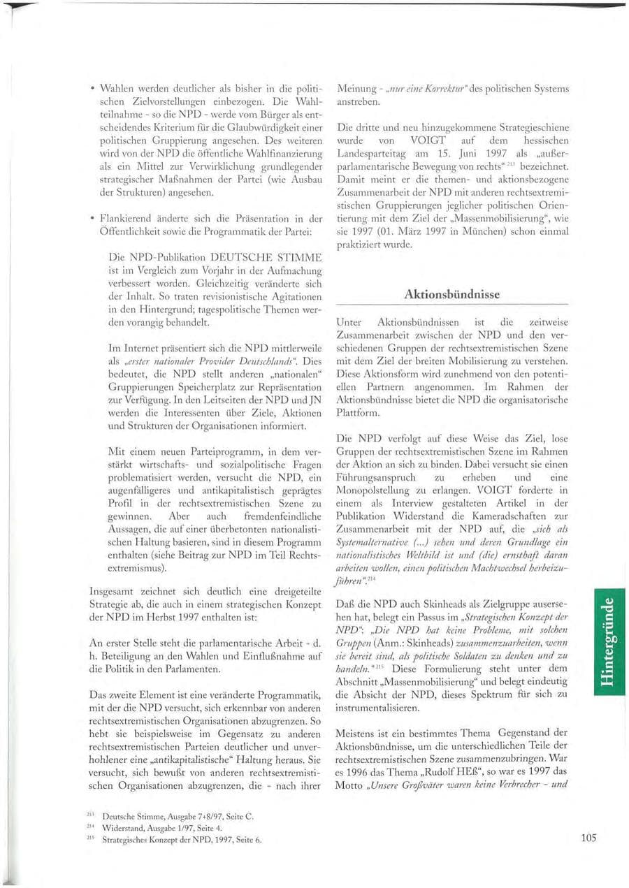 Seite 105 des Verfassungsschutzbericht 1997 Sachsen