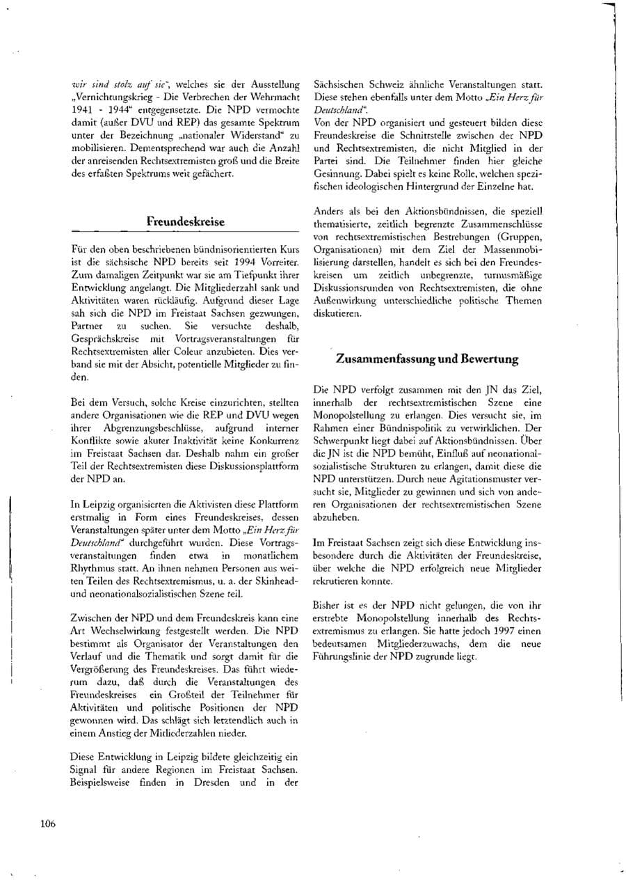 Seite 106 des Verfassungsschutzbericht 1997 Sachsen