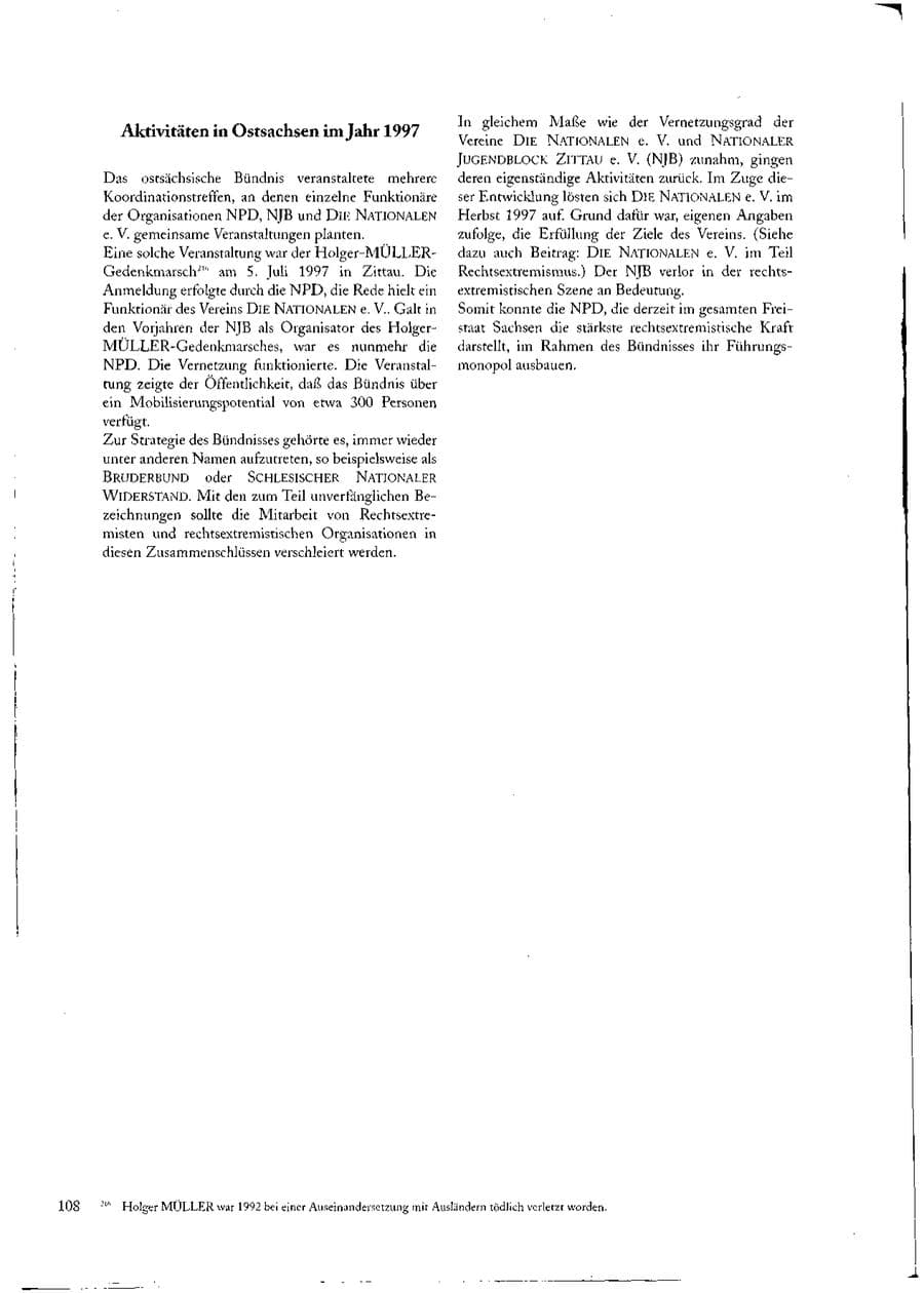 Seite 108 des Verfassungsschutzbericht 1997 Sachsen