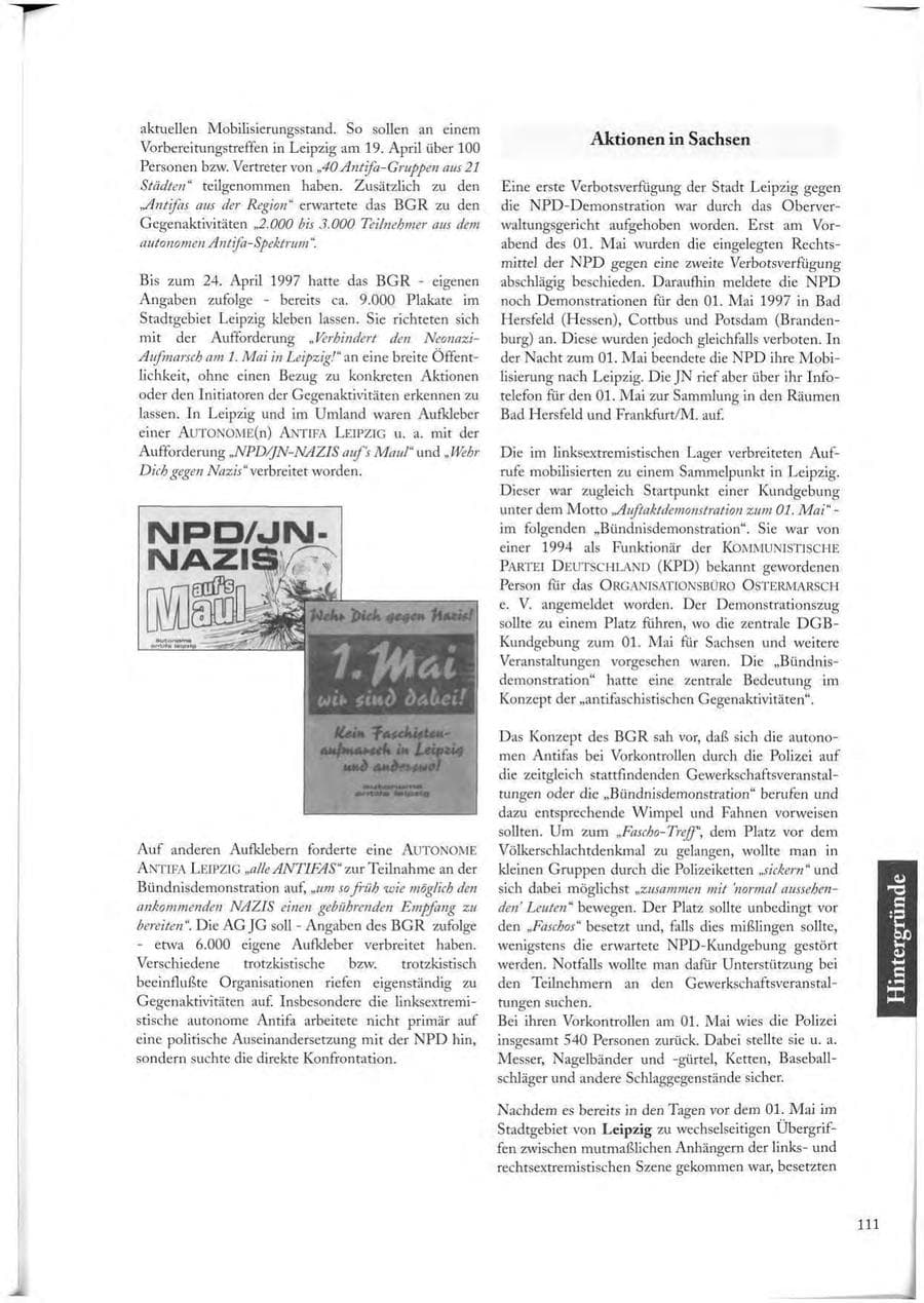 Seite 111 des Verfassungsschutzbericht 1997 Sachsen
