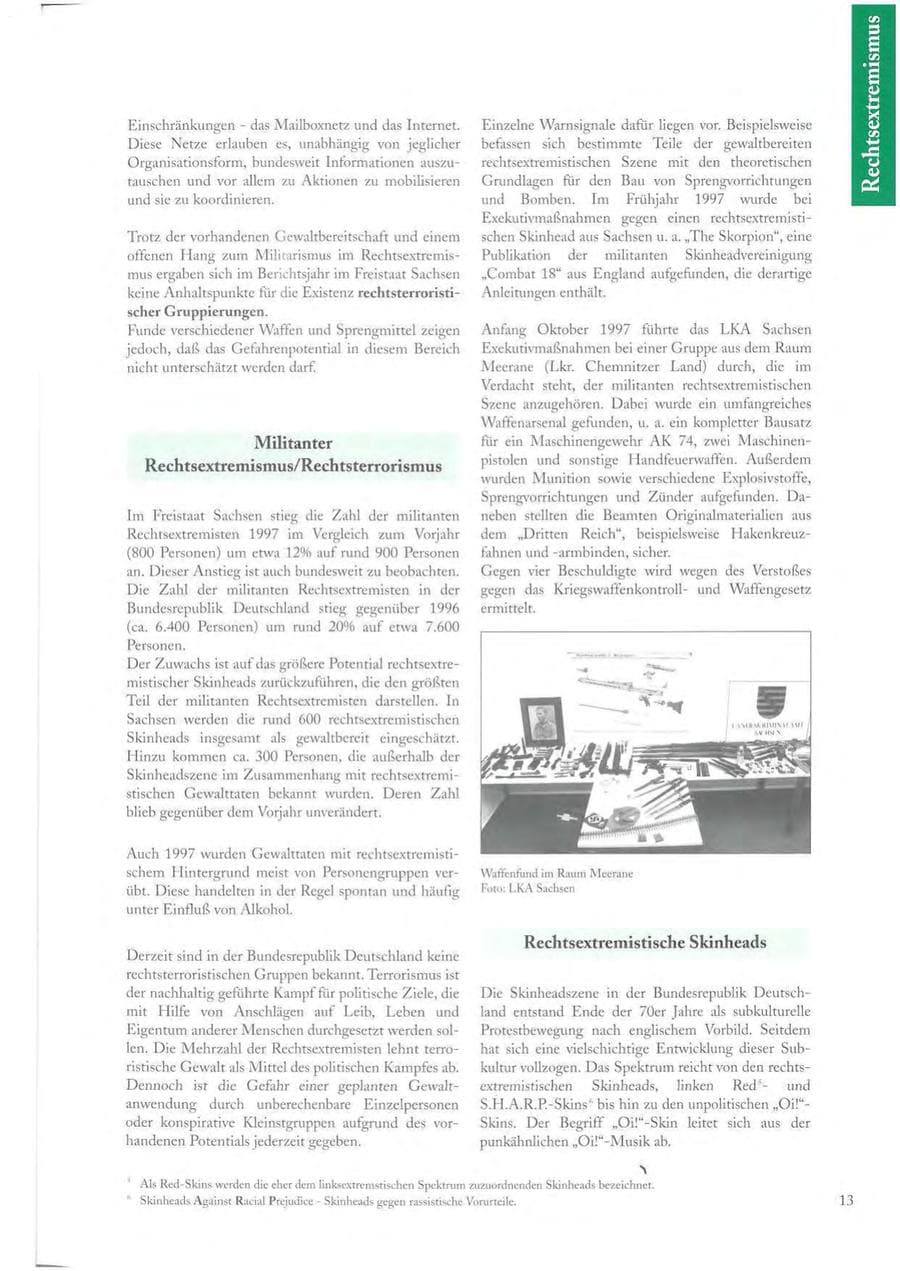 Seite 13 des Verfassungsschutzbericht 1997 Sachsen