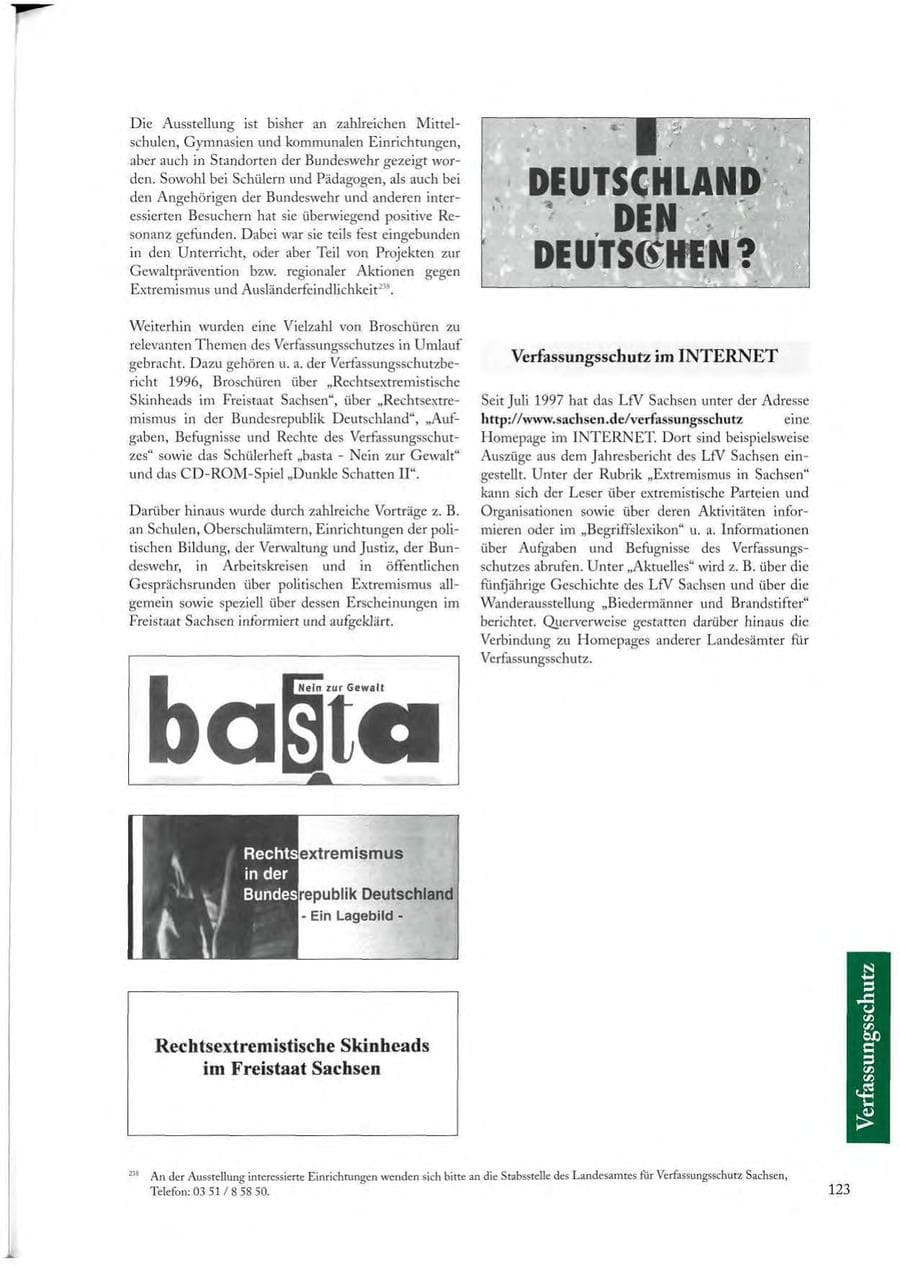 Seite 123 des Verfassungsschutzbericht 1997 Sachsen