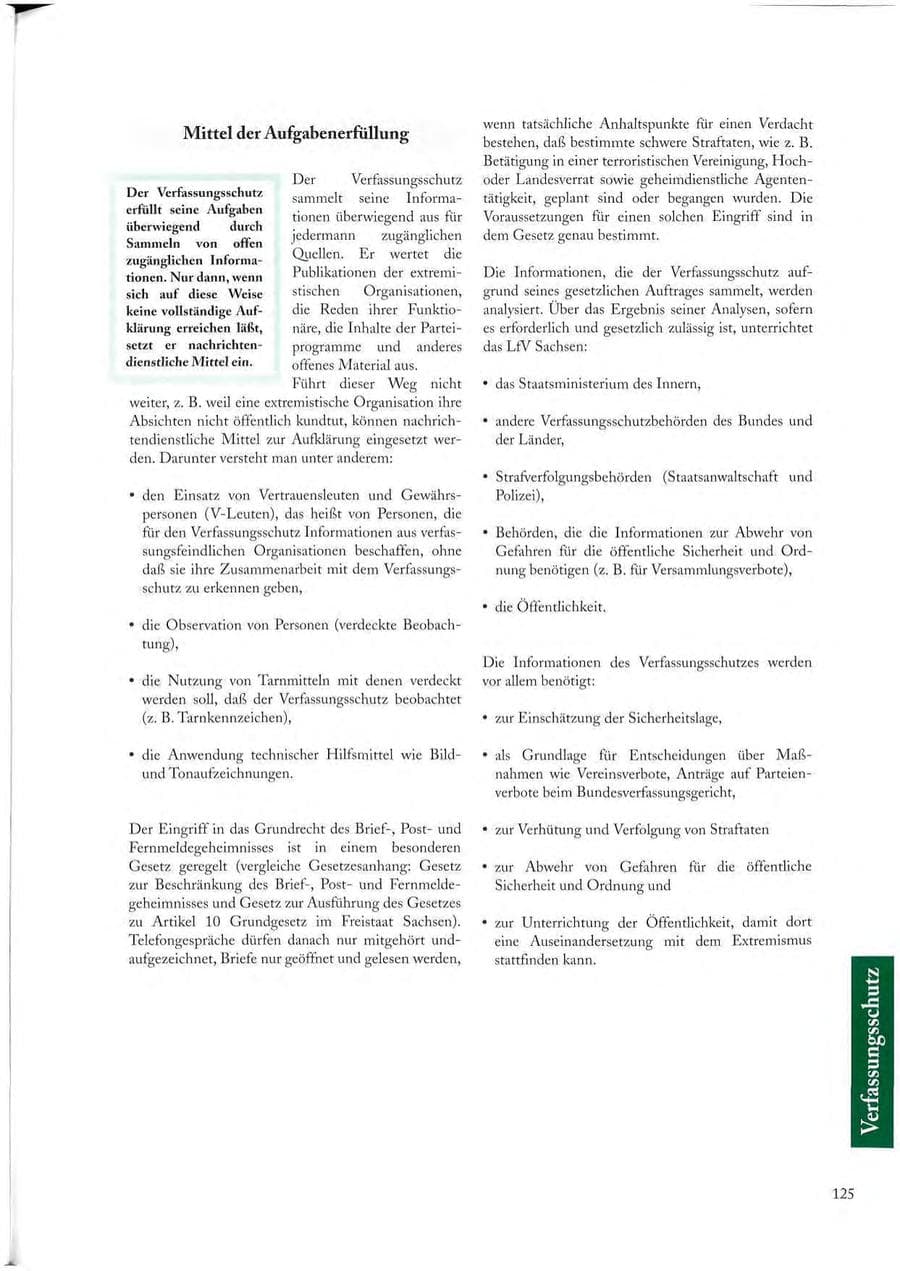 Seite 125 des Verfassungsschutzbericht 1997 Sachsen