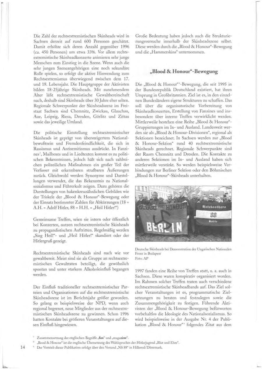 Seite 14 des Verfassungsschutzbericht 1997 Sachsen