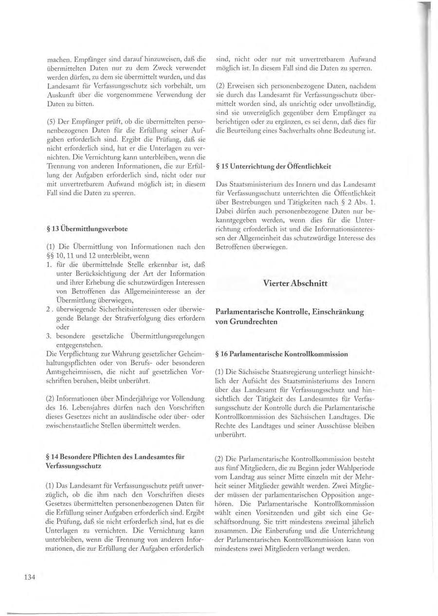Seite 134 des Verfassungsschutzbericht 1997 Sachsen