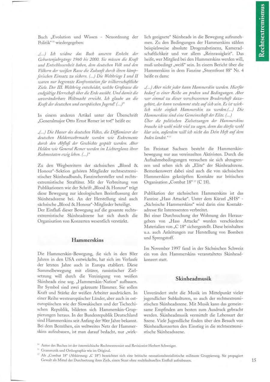 Seite 15 des Verfassungsschutzbericht 1997 Sachsen