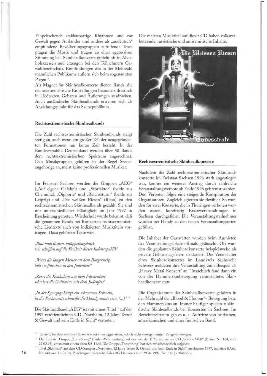 Seite 16 des Verfassungsschutzbericht 1997 Sachsen