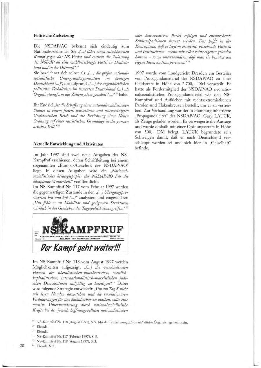Seite 20 des Verfassungsschutzbericht 1997 Sachsen