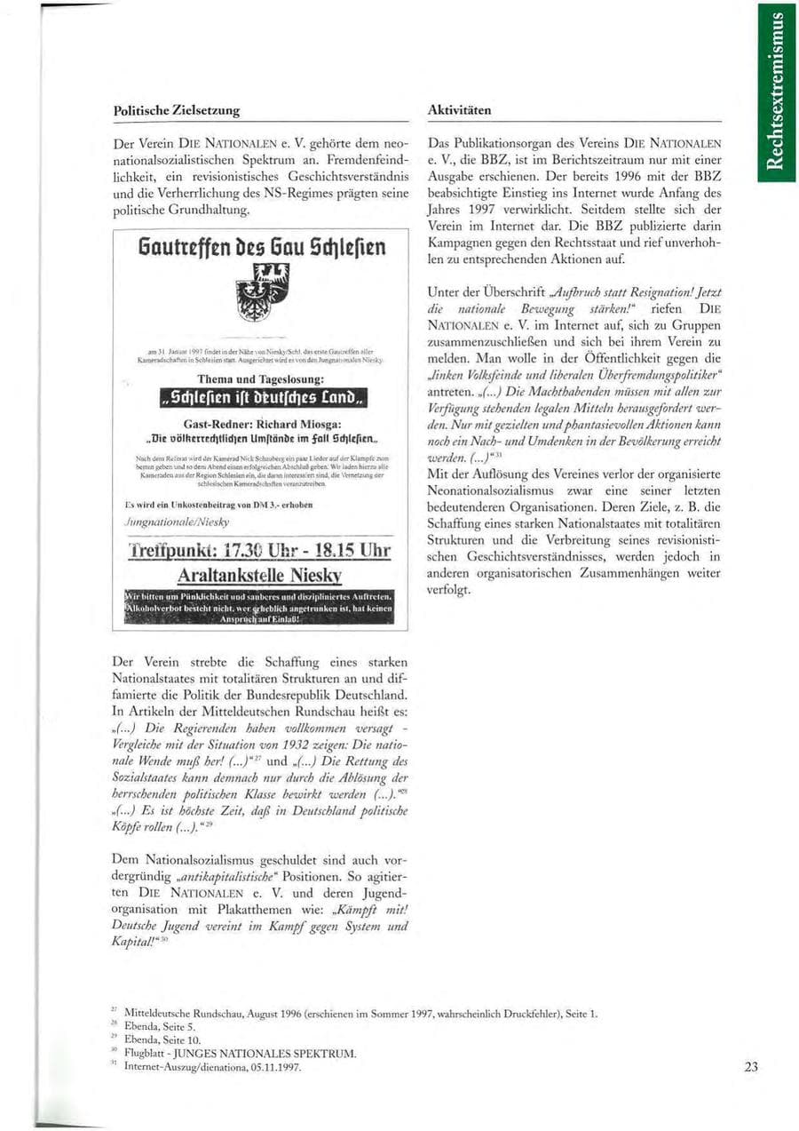 Seite 23 des Verfassungsschutzbericht 1997 Sachsen