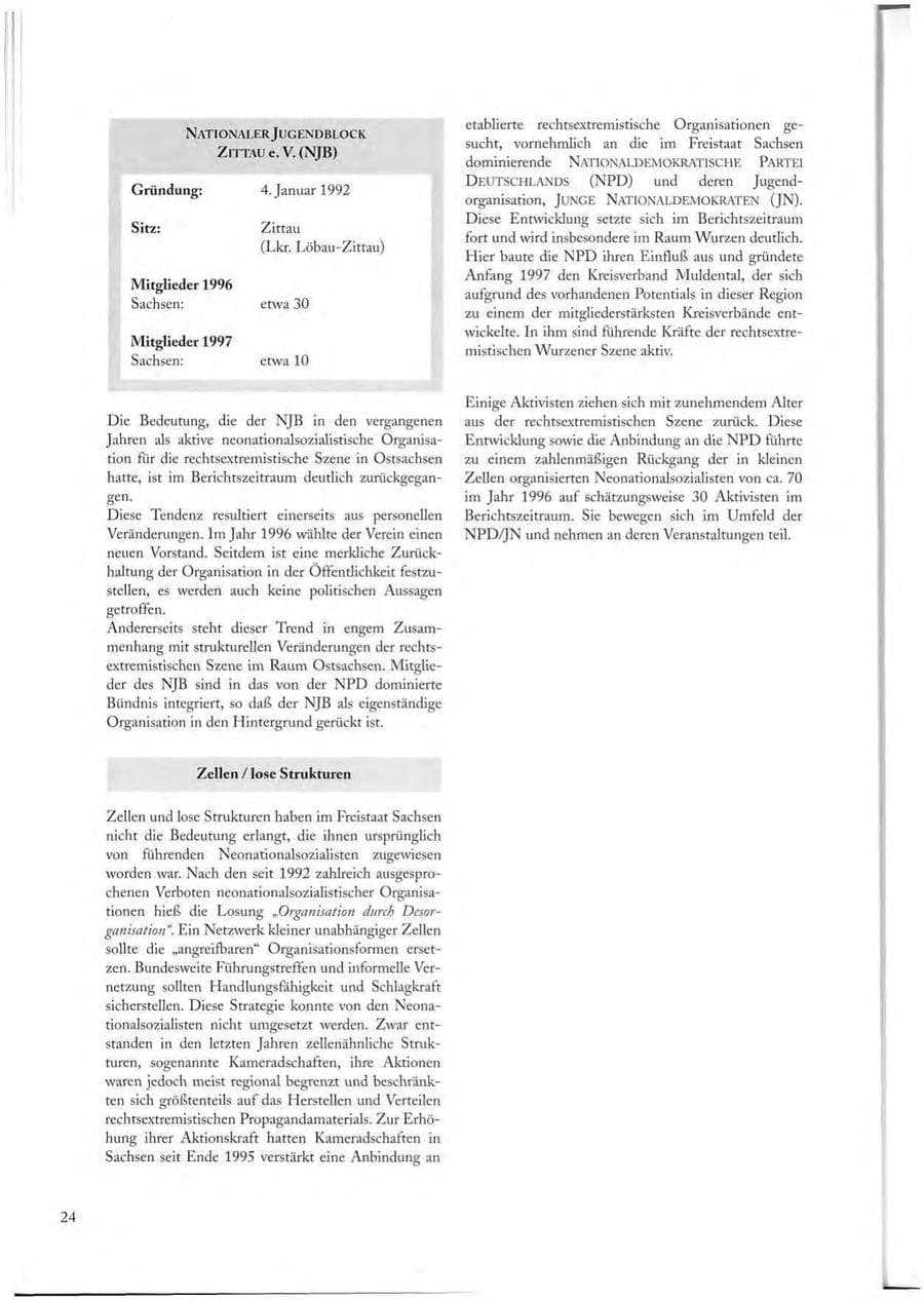 Seite 24 des Verfassungsschutzbericht 1997 Sachsen