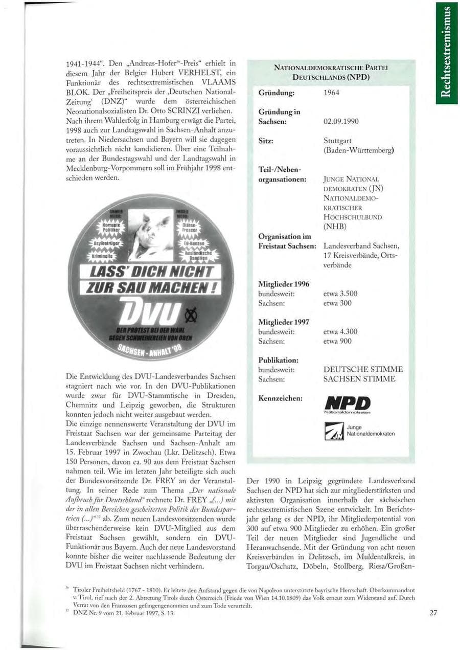 Seite 27 des Verfassungsschutzbericht 1997 Sachsen