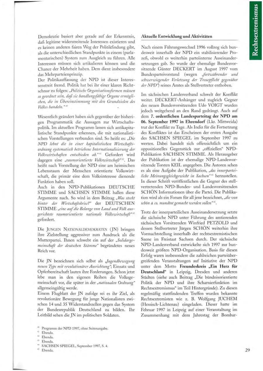 Seite 29 des Verfassungsschutzbericht 1997 Sachsen