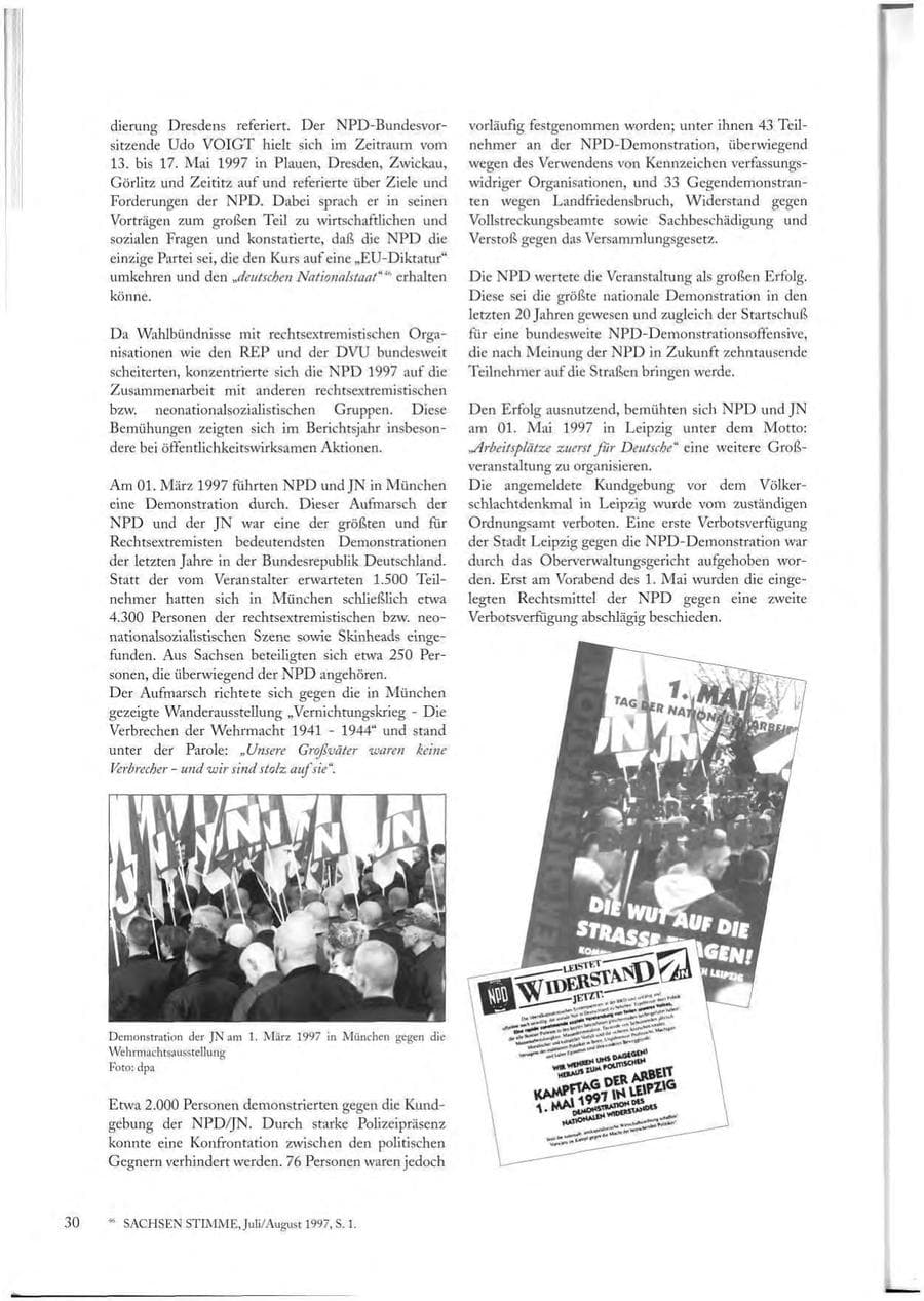 Seite 30 des Verfassungsschutzbericht 1997 Sachsen