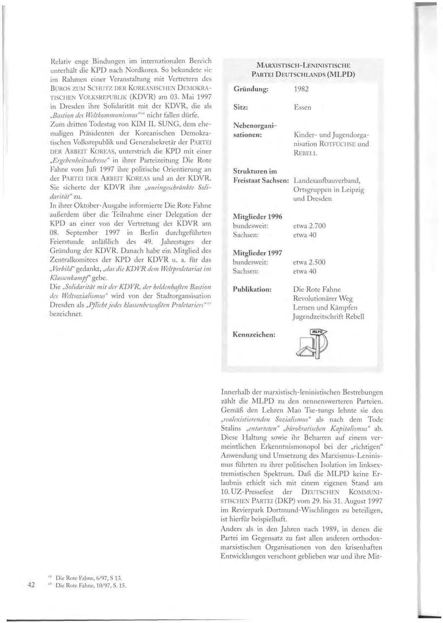 Seite 42 des Verfassungsschutzbericht 1997 Sachsen