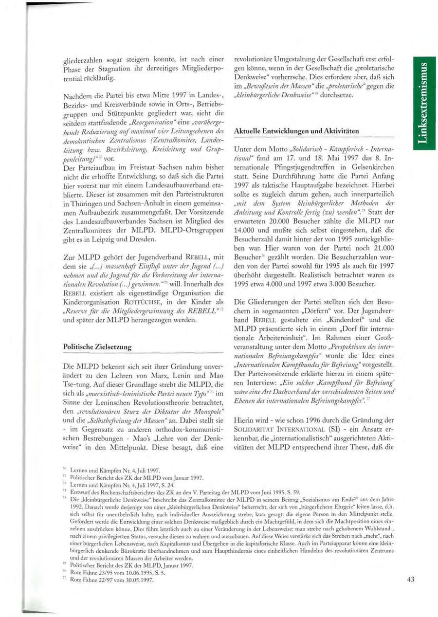 Seite 43 des Verfassungsschutzbericht 1997 Sachsen