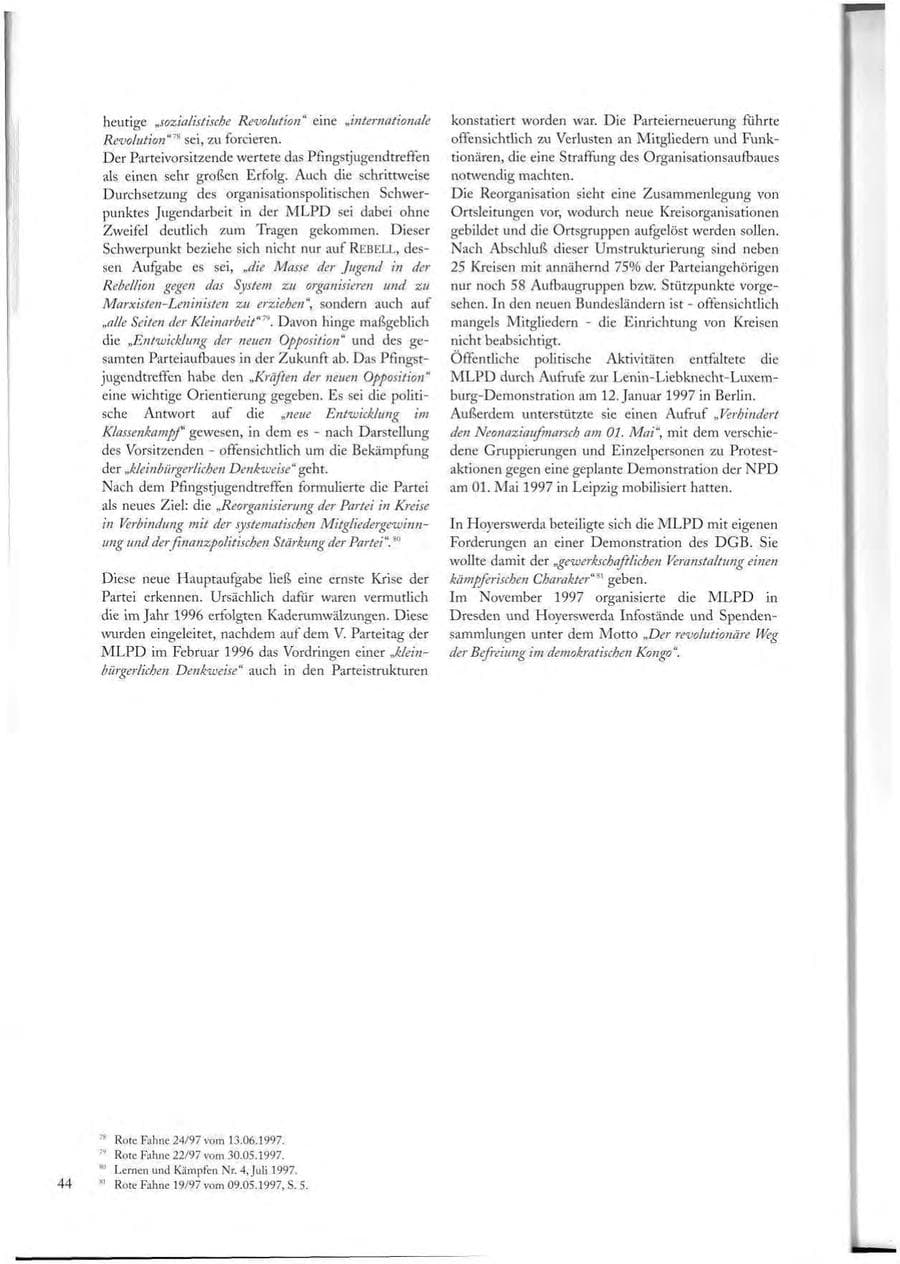 Seite 44 des Verfassungsschutzbericht 1997 Sachsen