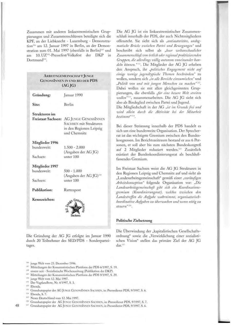 Seite 48 des Verfassungsschutzbericht 1997 Sachsen