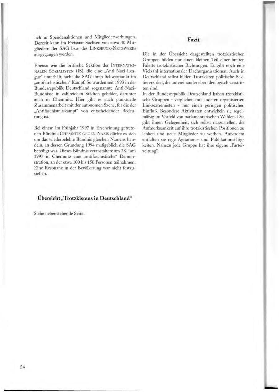 Seite 54 des Verfassungsschutzbericht 1997 Sachsen