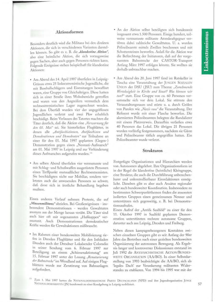Seite 57 des Verfassungsschutzbericht 1997 Sachsen
