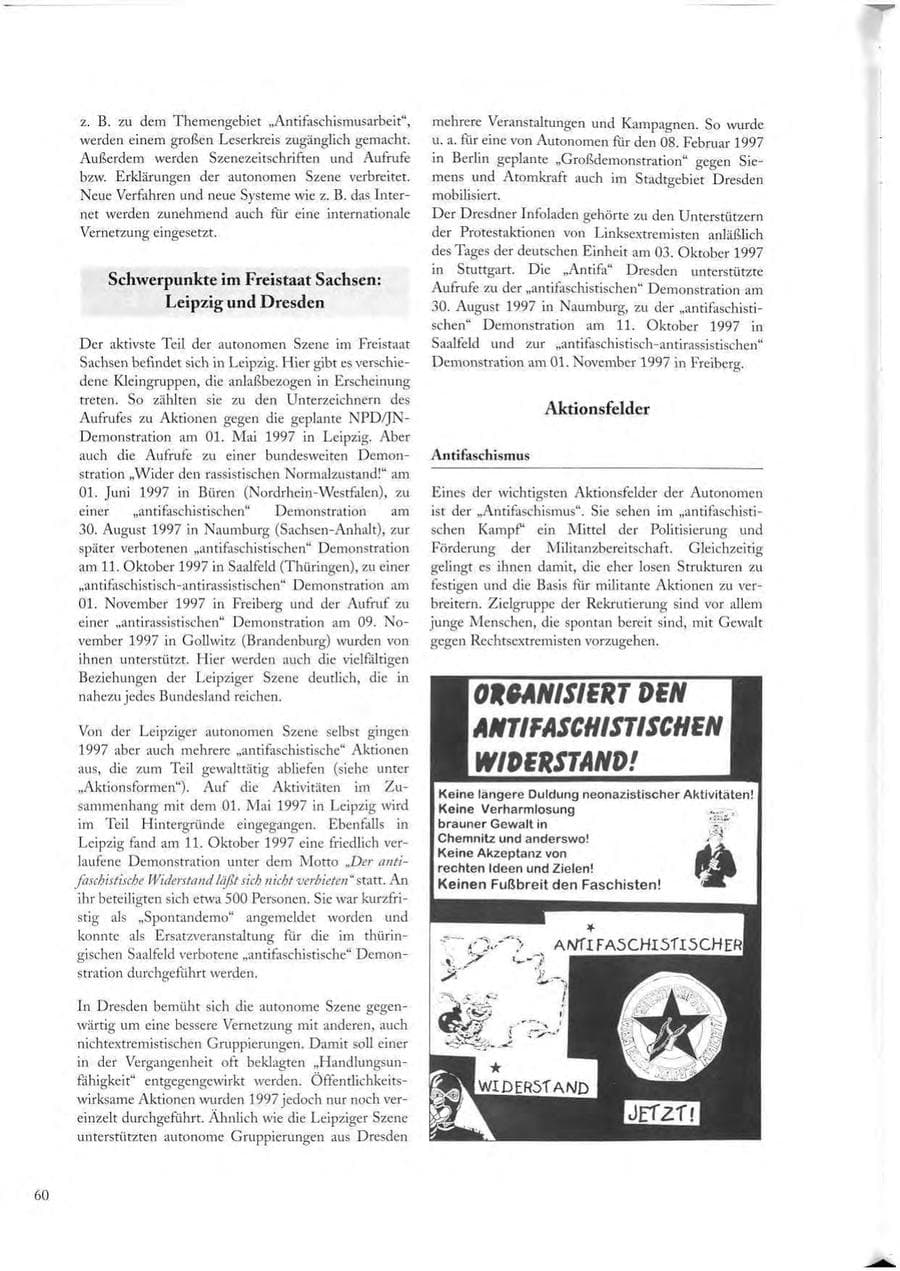 Seite 60 des Verfassungsschutzbericht 1997 Sachsen